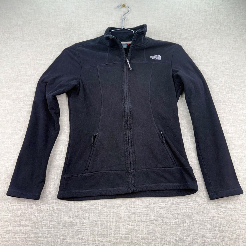 The North Face Womens Black Full Zip Fleece Jacket XS TP Mock Neck Princess Seam